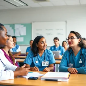 Students in a nursing assistant training class at ACE Training School