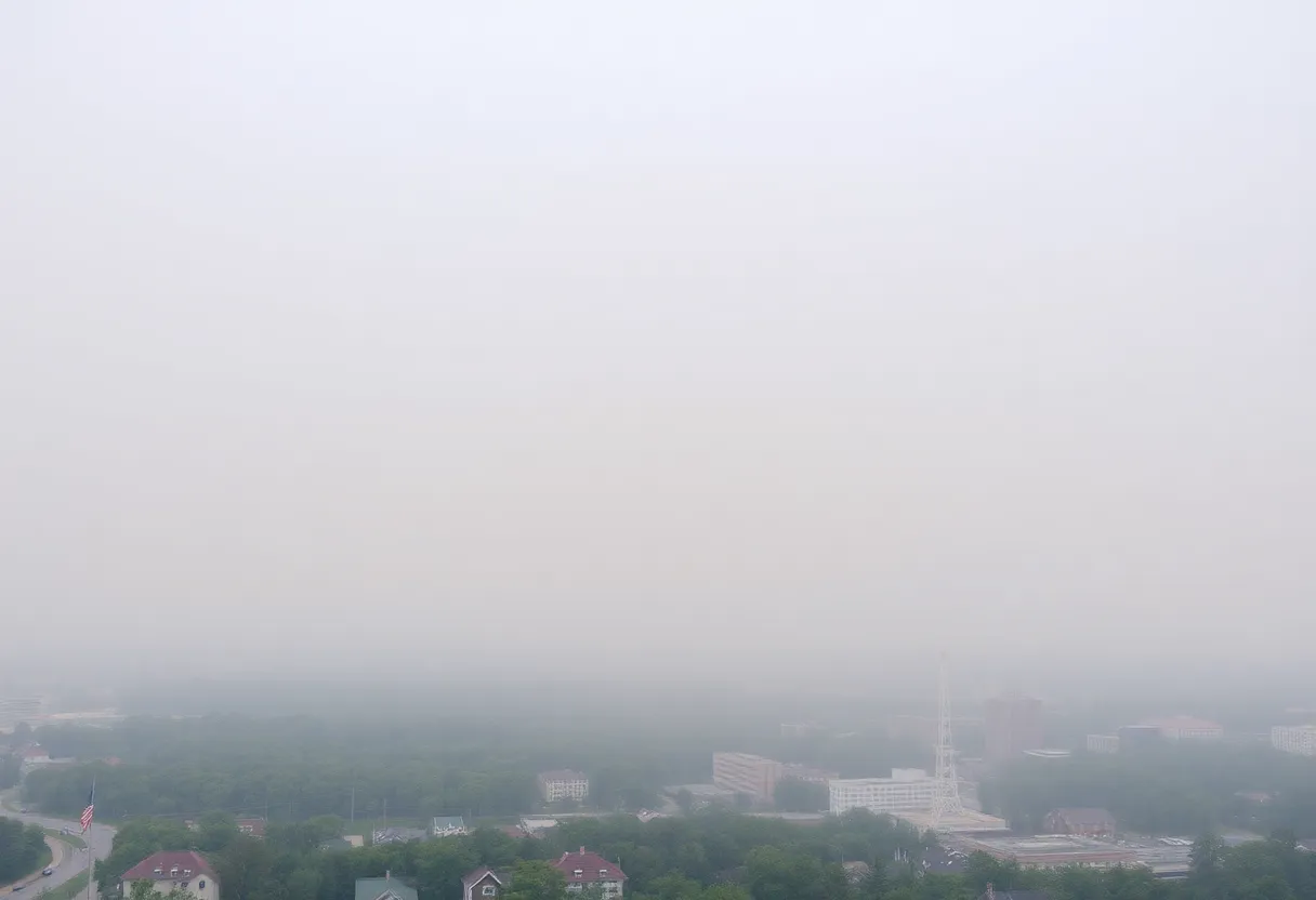 Hazy skyline due to wildfire smoke in Rhode Island and Michigan
