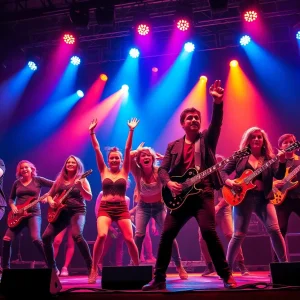 Actors performing in the rock opera American Idiot on stage