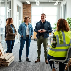Employees collaborating at Arnold Lumber Company