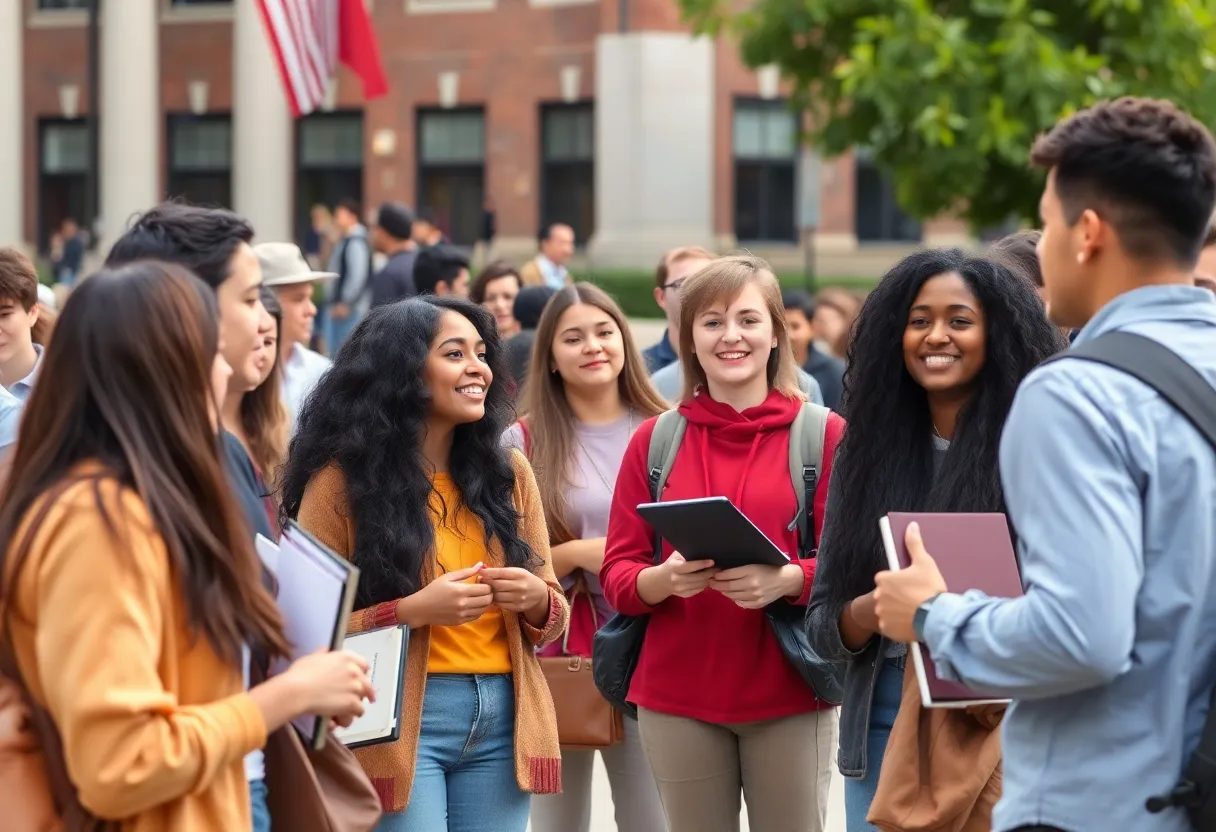 Diverse students engaging in discussions on Brown University campus