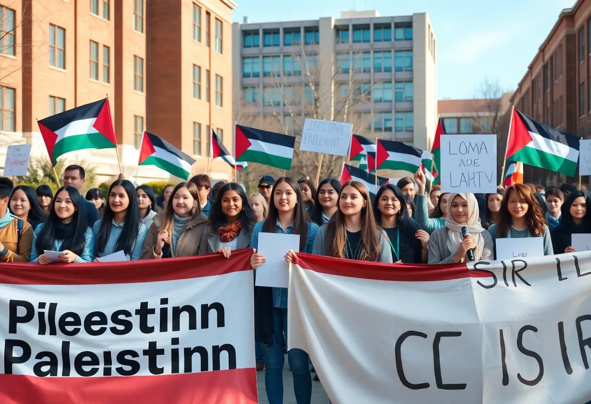Students protesting at Brown University for Palestinian rights