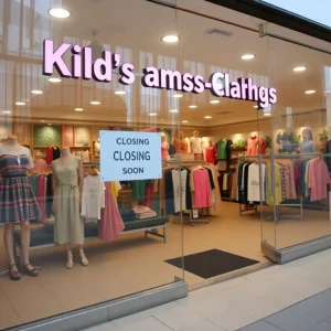 Closed Carter's children's clothing store with sign