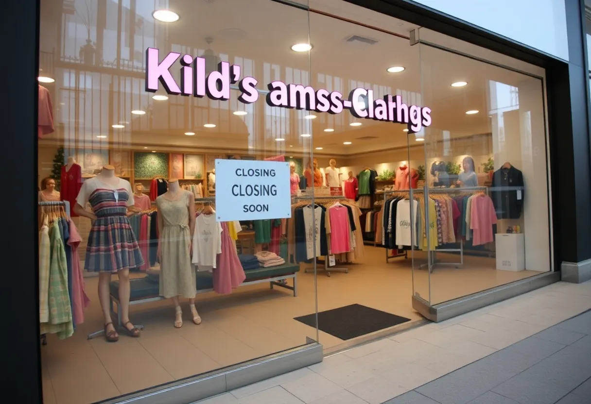 Closed Carter's children's clothing store with sign