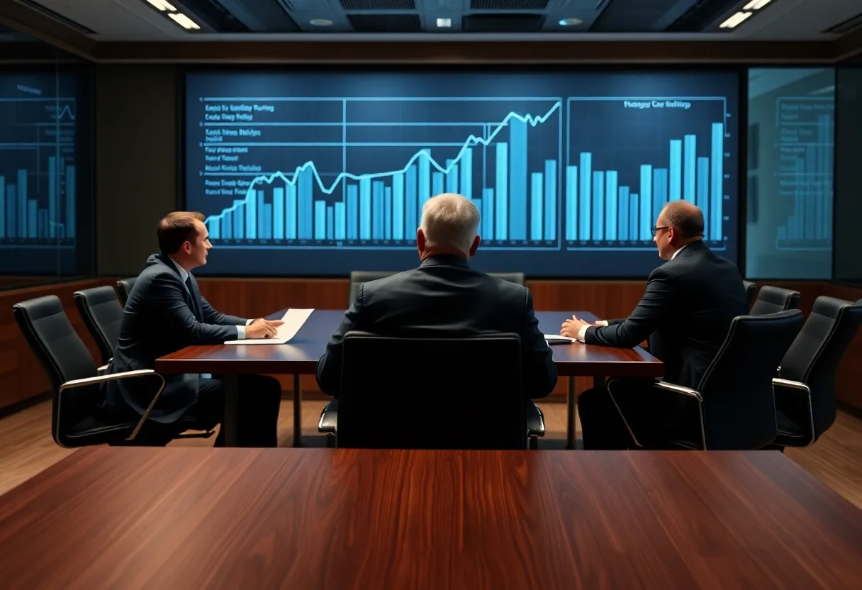 Executives discussing compensation in a corporate boardroom