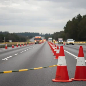 Scene of a serious accident on I-95 with emergency responders