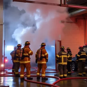 Firefighters responding to a fire at a mill complex in Cranston