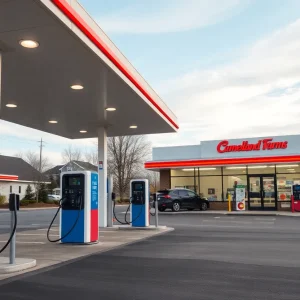 Cumberland Farms gas station with electric vehicle chargers