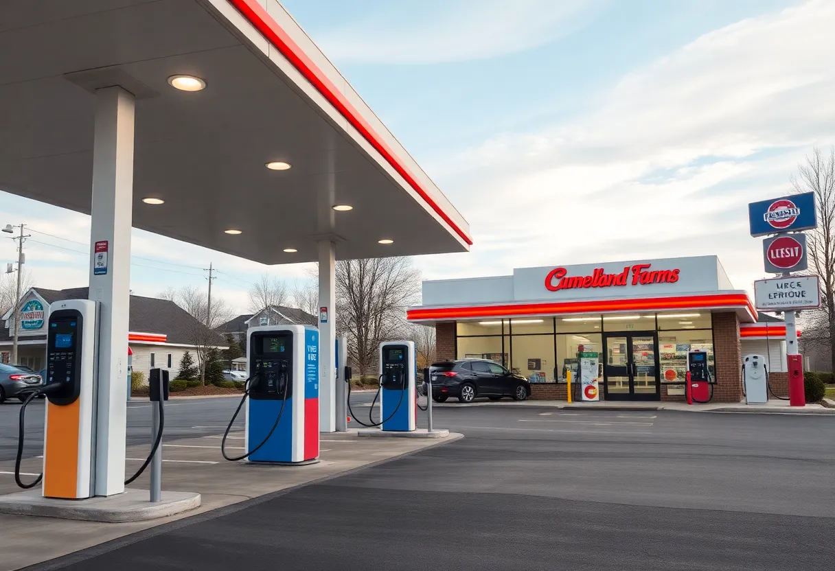Cumberland Farms gas station with electric vehicle chargers