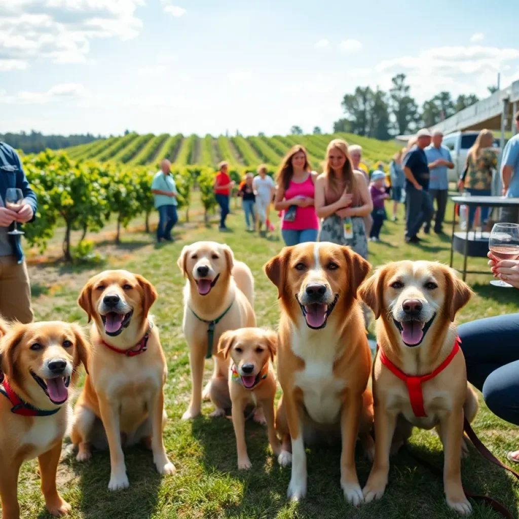 Dogs available for adoption at Sakonnet Vineyard event