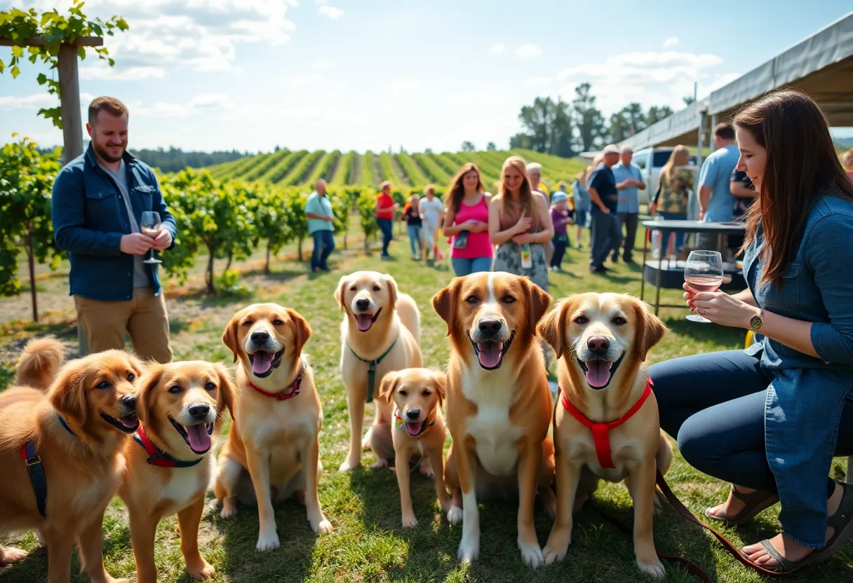 Dogs available for adoption at Sakonnet Vineyard event