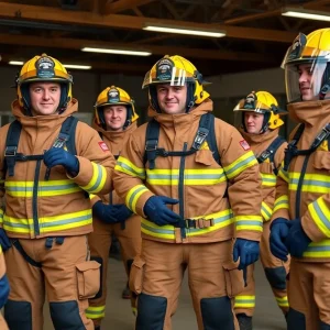 Firefighters training in non-PFAS turnout gear