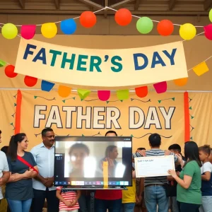 Celebration of Father's Day Giveaway with families and prizes.