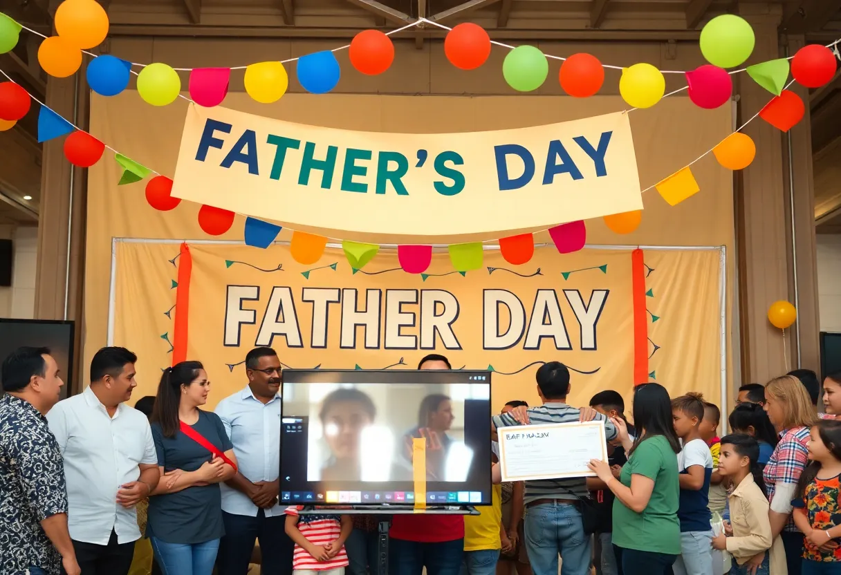 Celebration of Father's Day Giveaway with families and prizes.