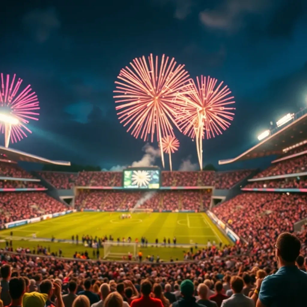 Fireworks display at Centreville Bank Stadium