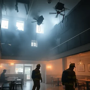 Interior view of Jalapeño's Kitchen showing fire damage