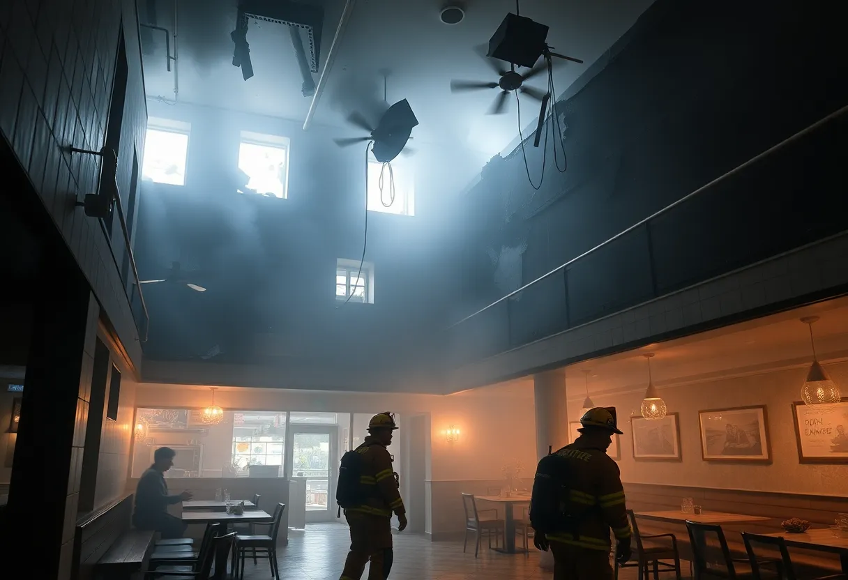 Interior view of Jalapeño's Kitchen showing fire damage
