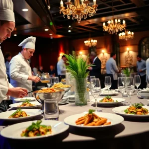 Chefs showcasing their culinary creations at a prestigious award ceremony