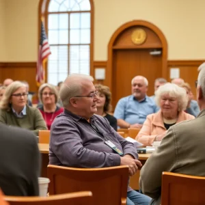 Concerned residents discussing land use policies in Johnston, R.I.