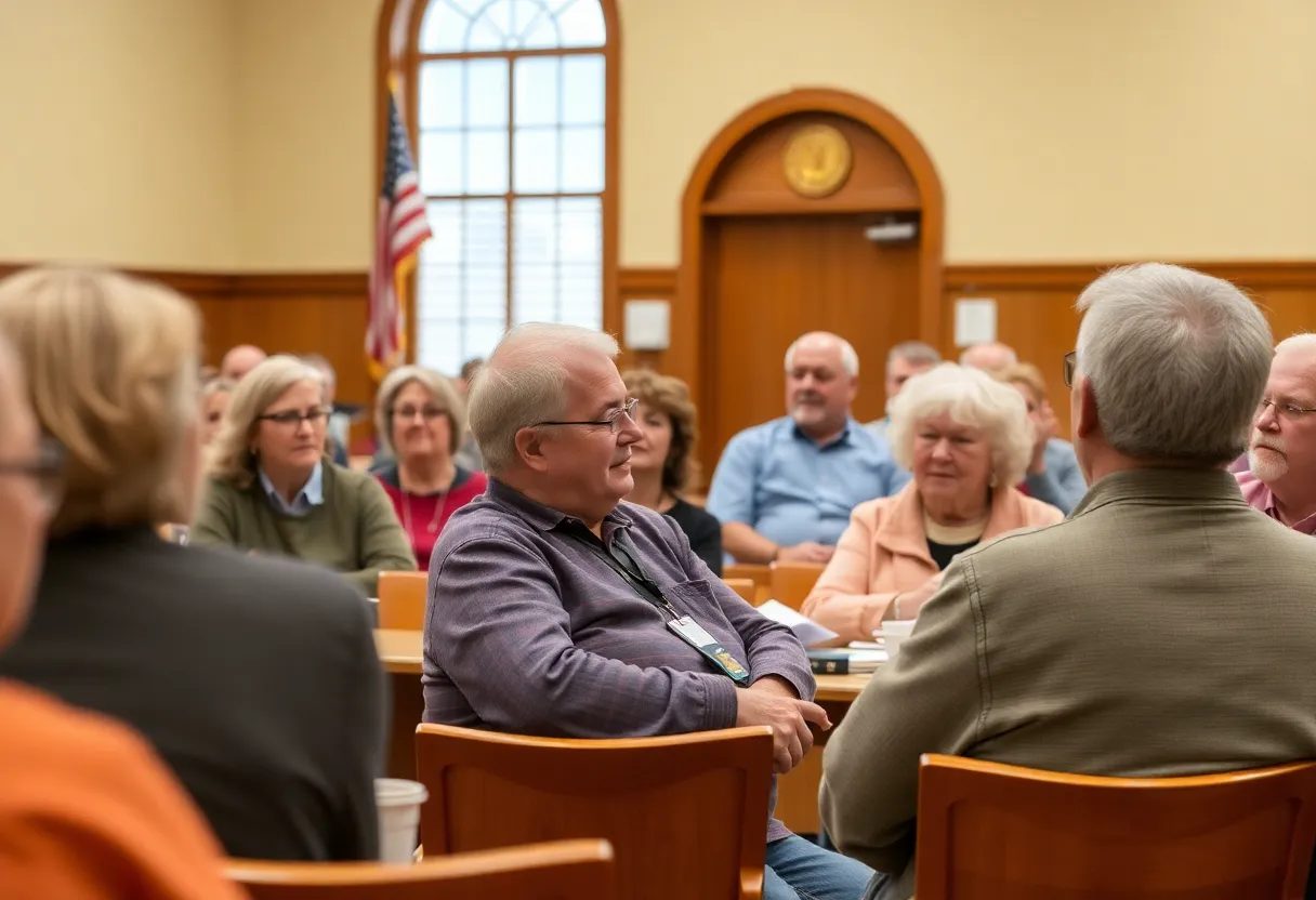 Concerned residents discussing land use policies in Johnston, R.I.
