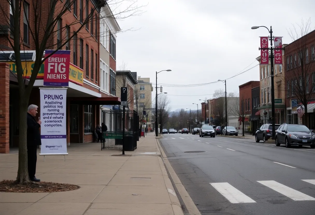 Public health awareness banners in Johnston, Rhode Island.