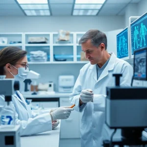 scientists conducting research on Alzheimer’s treatment