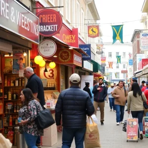 A bustling marketplace with minority-owned businesses in Rhode Island