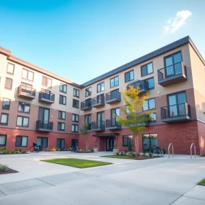 Exterior view of new accessible apartments in Jamestown.