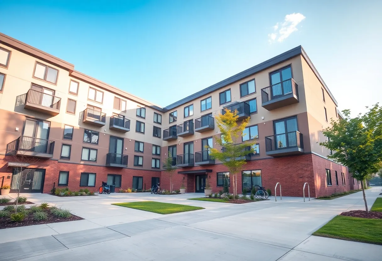 Exterior view of new accessible apartments in Jamestown.