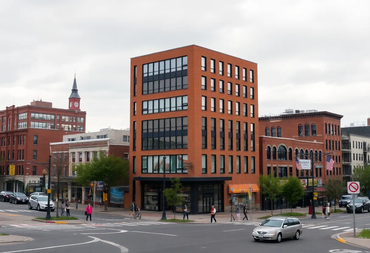 Cityscape of Pawtucket highlighting community development projects.