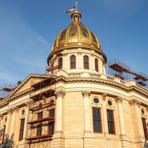 Providence City Hall with restoration scaffolding