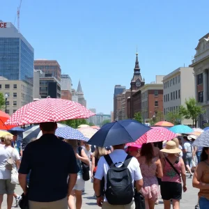 People in Providence, Rhode Island taking precautions during a heat advisory.