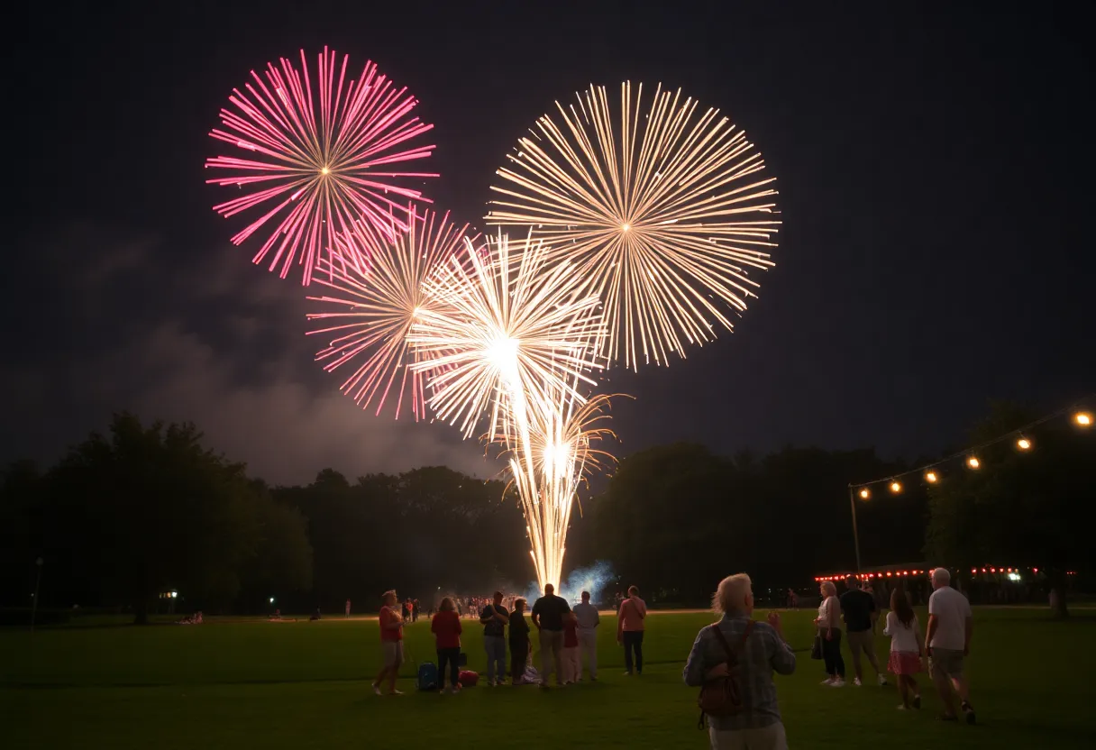 Fireworks display during Independence Day celebration in Providence