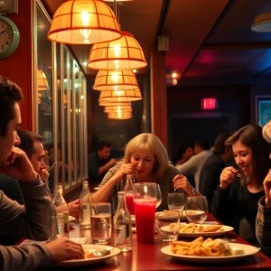 Customers enjoying late-night food service at NY System