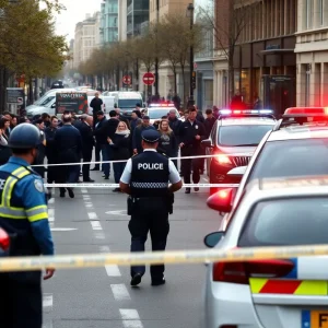 Police officers at a crime scene in Providence