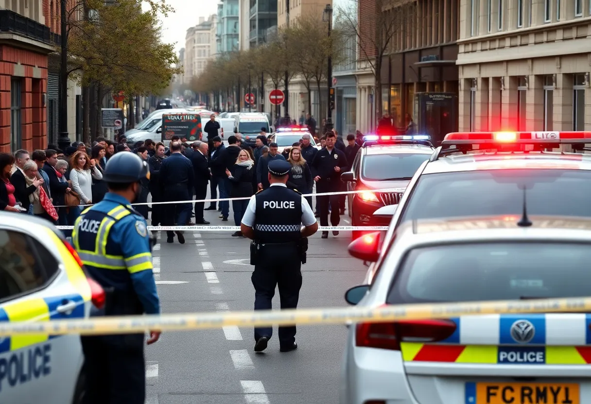 Police officers at a crime scene in Providence
