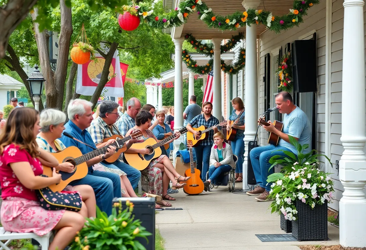 Community members enjoying live music at Providence Porchfest.