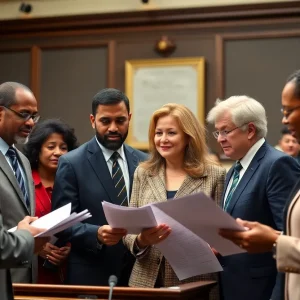 Legislators in Rhode Island discussing new laws
