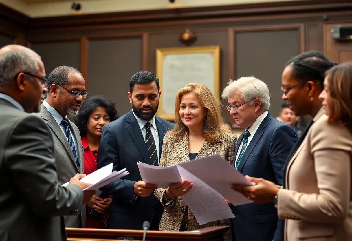 Legislators in Rhode Island discussing new laws