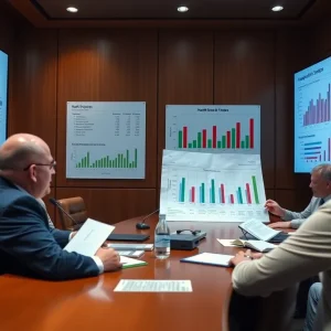 Government officials discussing Rhode Island state budget