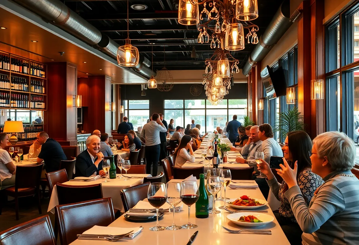 Diners enjoying gourmet meals in Rhode Island restaurants