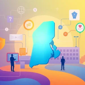 Digital representation of cybersecurity and health services in Rhode Island