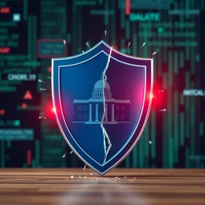 Conceptual illustration of a cybersecurity breach in Rhode Island