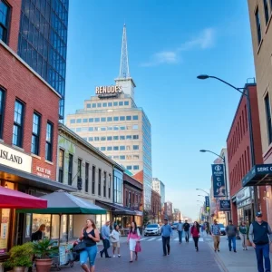 Urban landscape representing Rhode Island's economy and industries