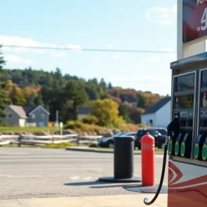 Gas prices displayed at a gas station in Rhode Island