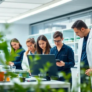 Collaboration in a life sciences lab in Rhode Island