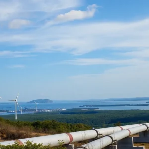Scenic view of Rhode Island with natural gas infrastructure