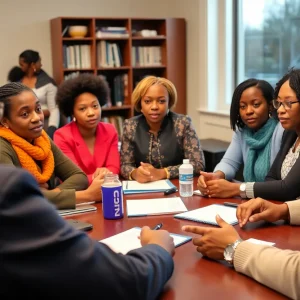 Community members in Rhode Island discussing poverty reform initiatives