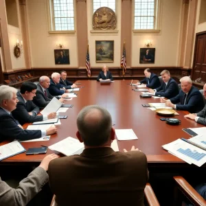 Rhode Island Senate lawmakers discussing budget proposals