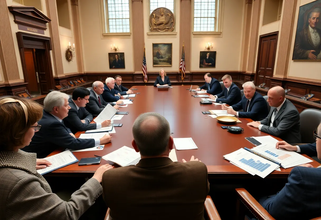Rhode Island Senate lawmakers discussing budget proposals